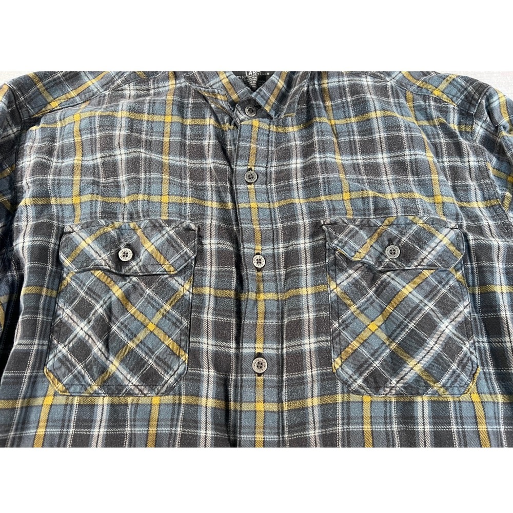 Kuhl Mens Large Plaid Button Down Shirt Blue Yellow Cotton Tencel Long Sleeve - Picture 6 of 9